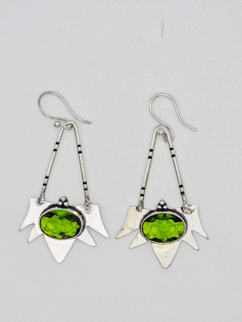 Peridot Gemstone Dangle Earrings In 925 Sterling Silver (2.5")